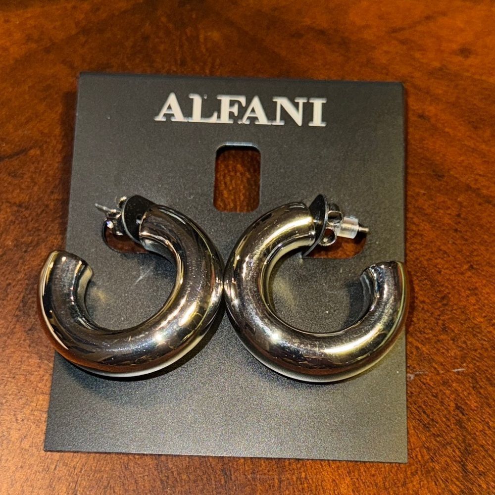 Alfani Shiny Silver Hoop Earrings